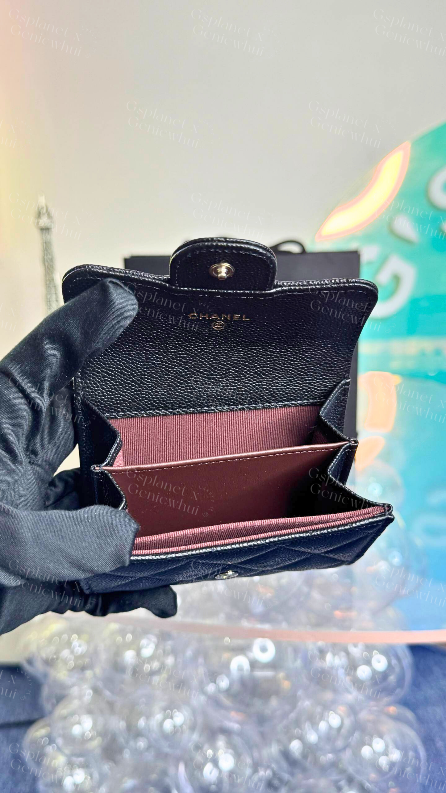 Chanel Caviar Quilted CC Black Flap Card Holder