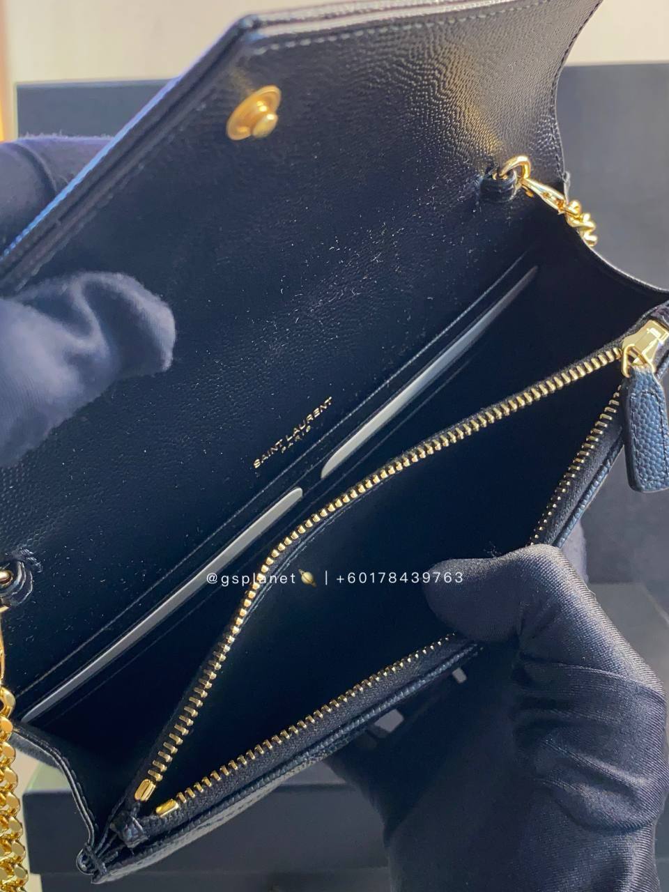 YSL CASSANDRE ENVELOPE CHAIN WALLET