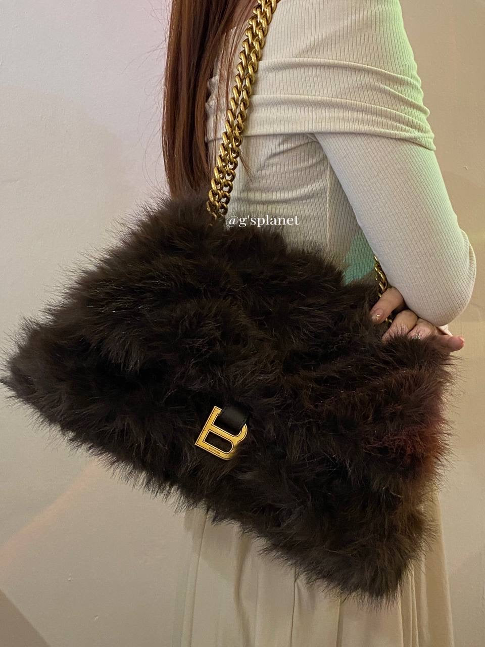 Balenciaga WOMEN'S CRUSH MEDIUM CHAIN BAG FAKE FUR