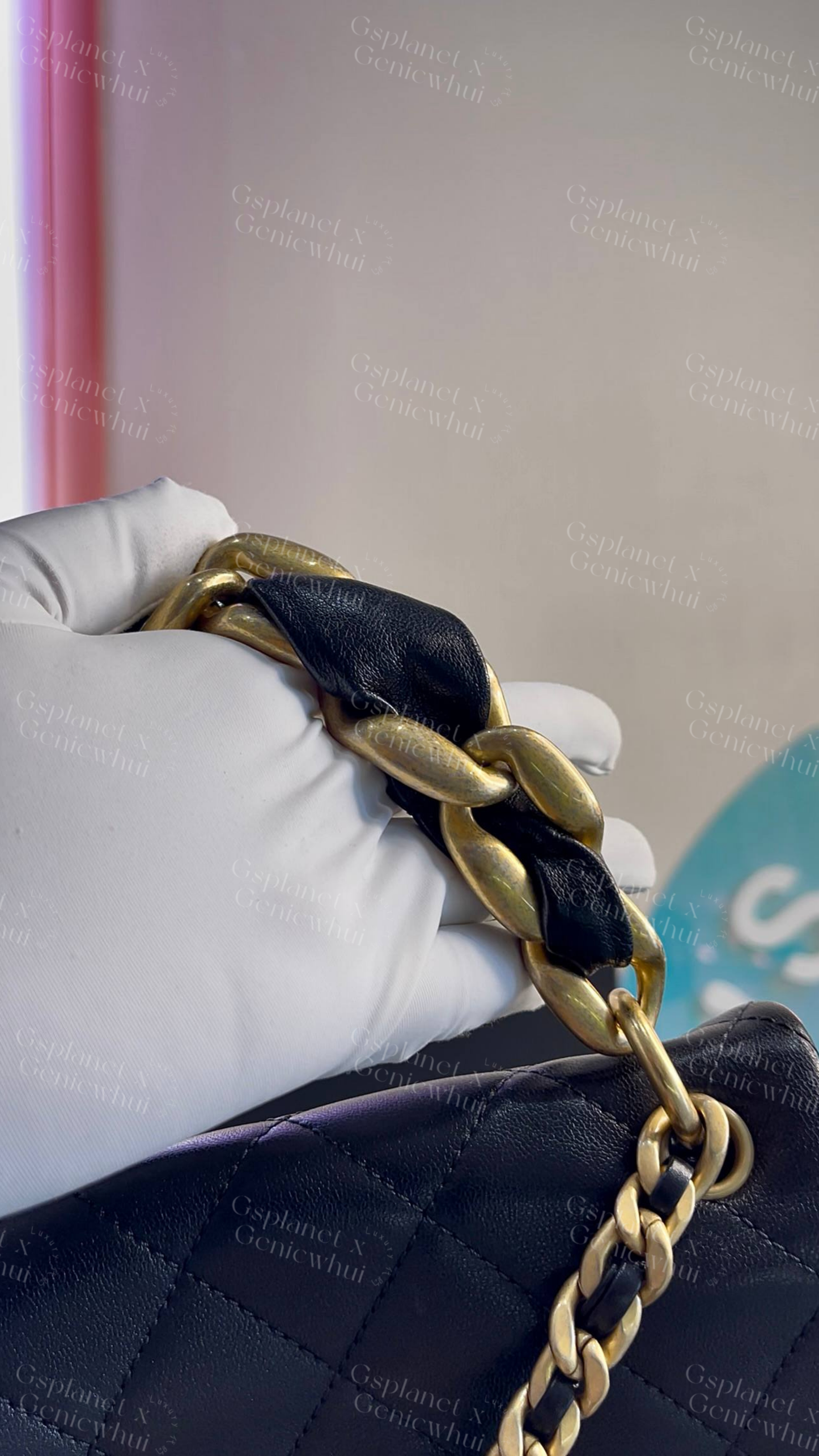 Re.bag【 Chanel Flap Bag 黑金粗链皮穿链条口盖包 – Black / Gold Hardware】