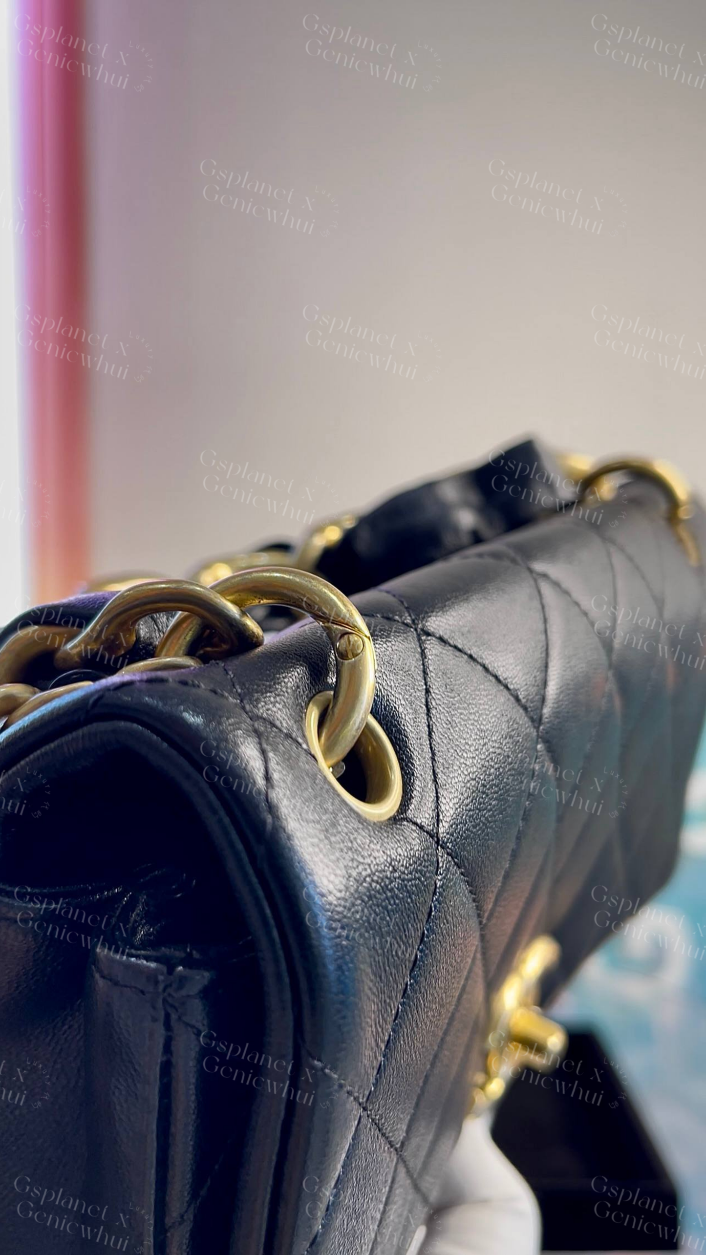 Re.bag【 Chanel Flap Bag 黑金粗链皮穿链条口盖包 – Black / Gold Hardware】