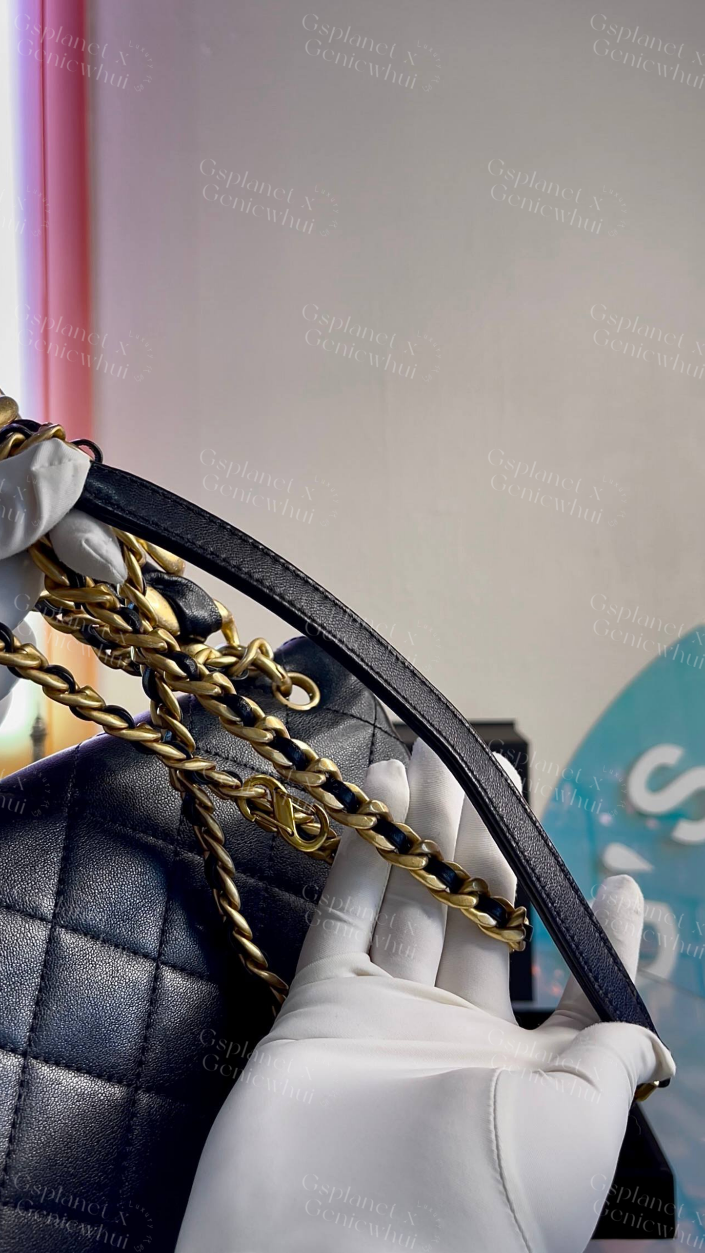 Re.bag【 Chanel Flap Bag 黑金粗链皮穿链条口盖包 – Black / Gold Hardware】