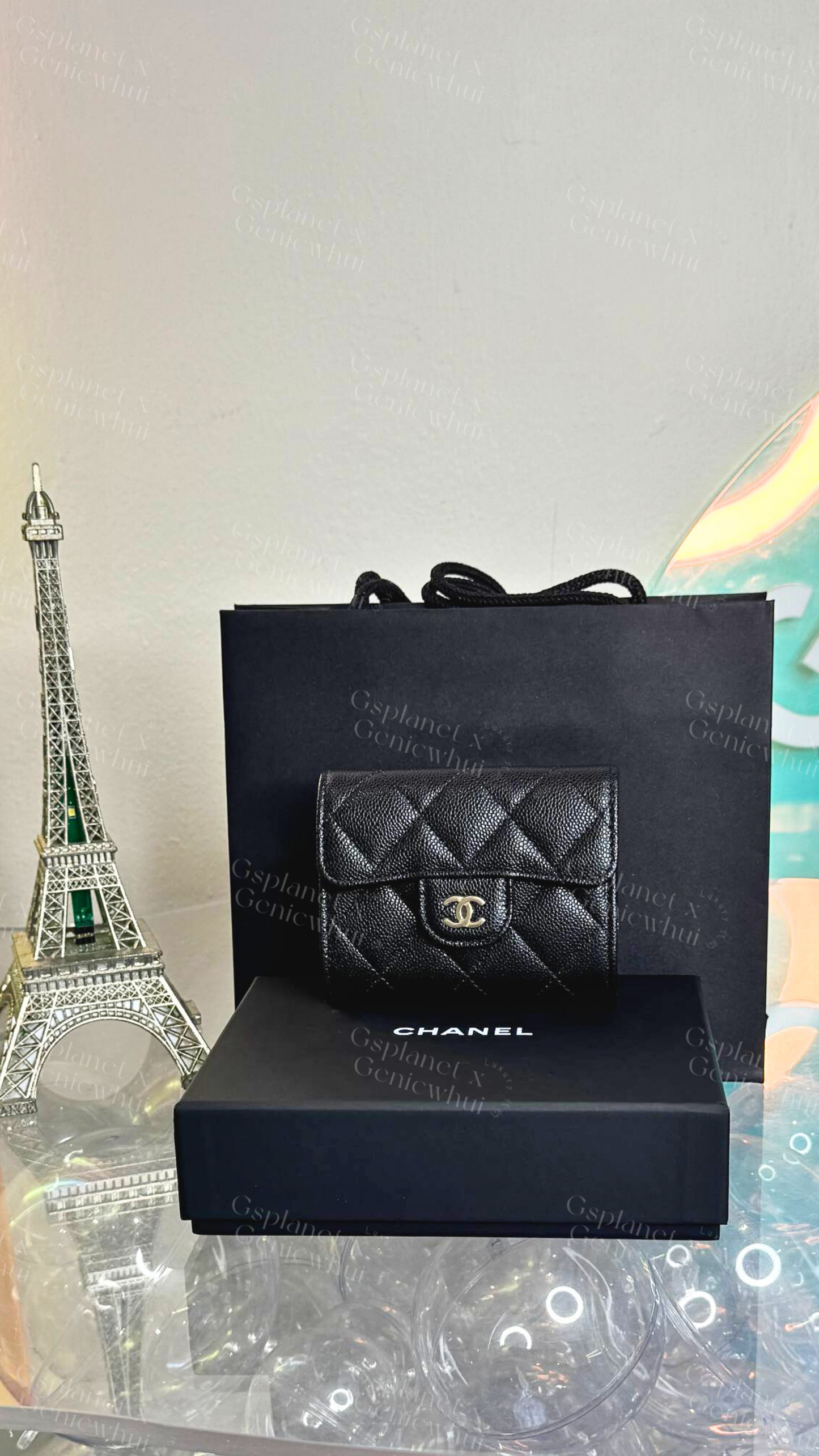 Chanel Caviar Quilted CC Black Flap Card Holder