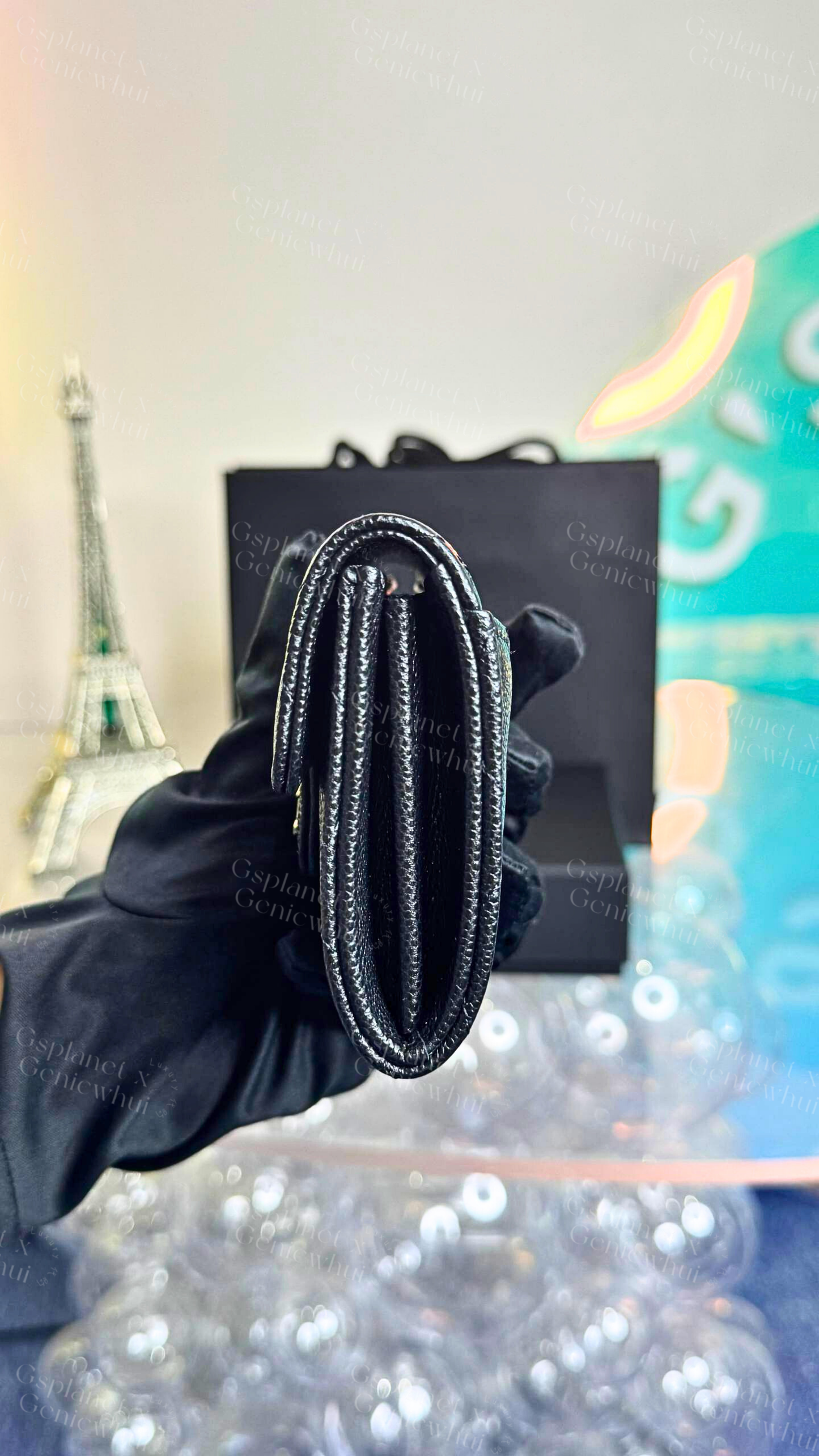 Chanel Caviar Quilted CC Black Flap Card Holder