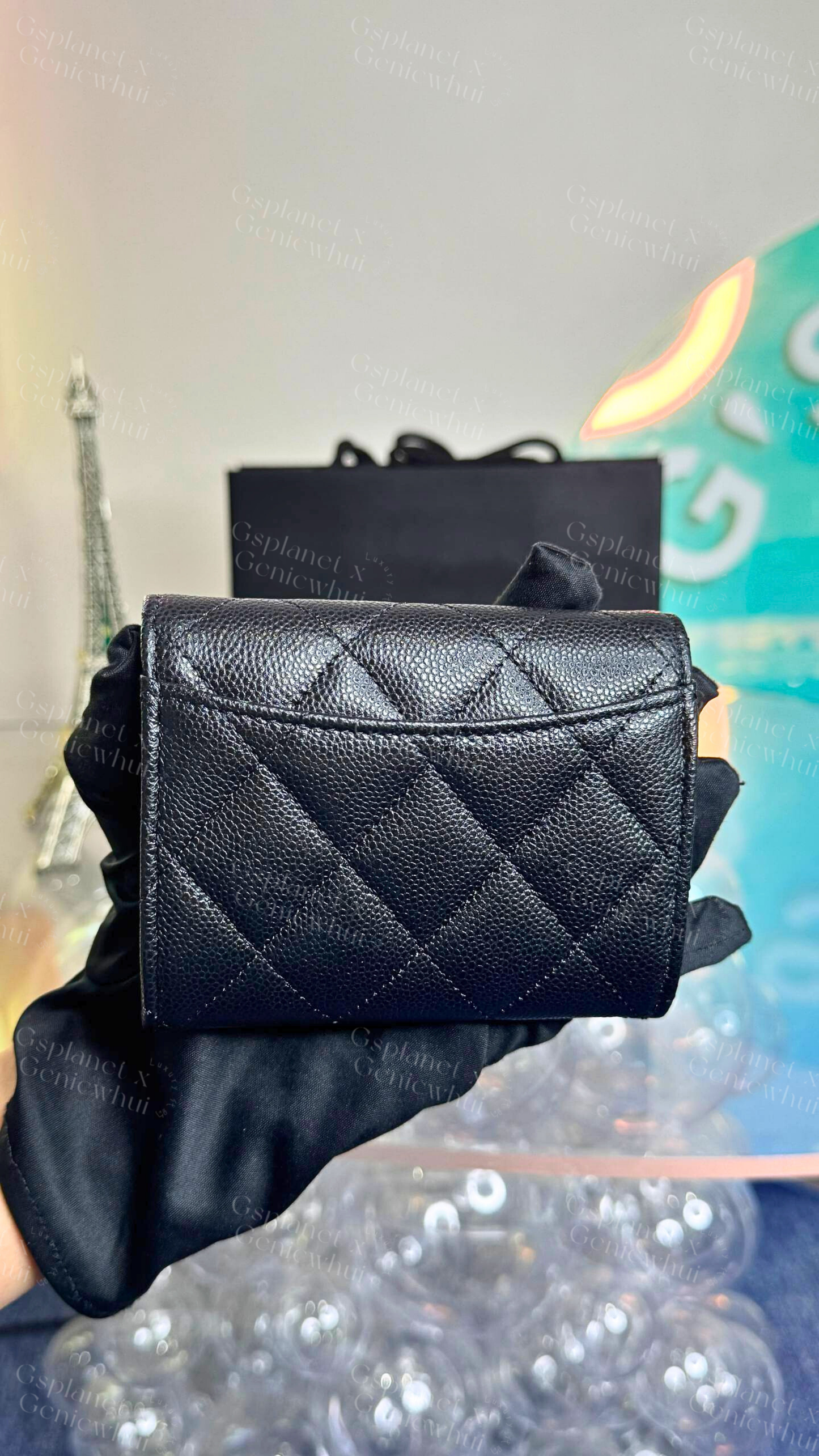 Chanel Caviar Quilted CC Black Flap Card Holder