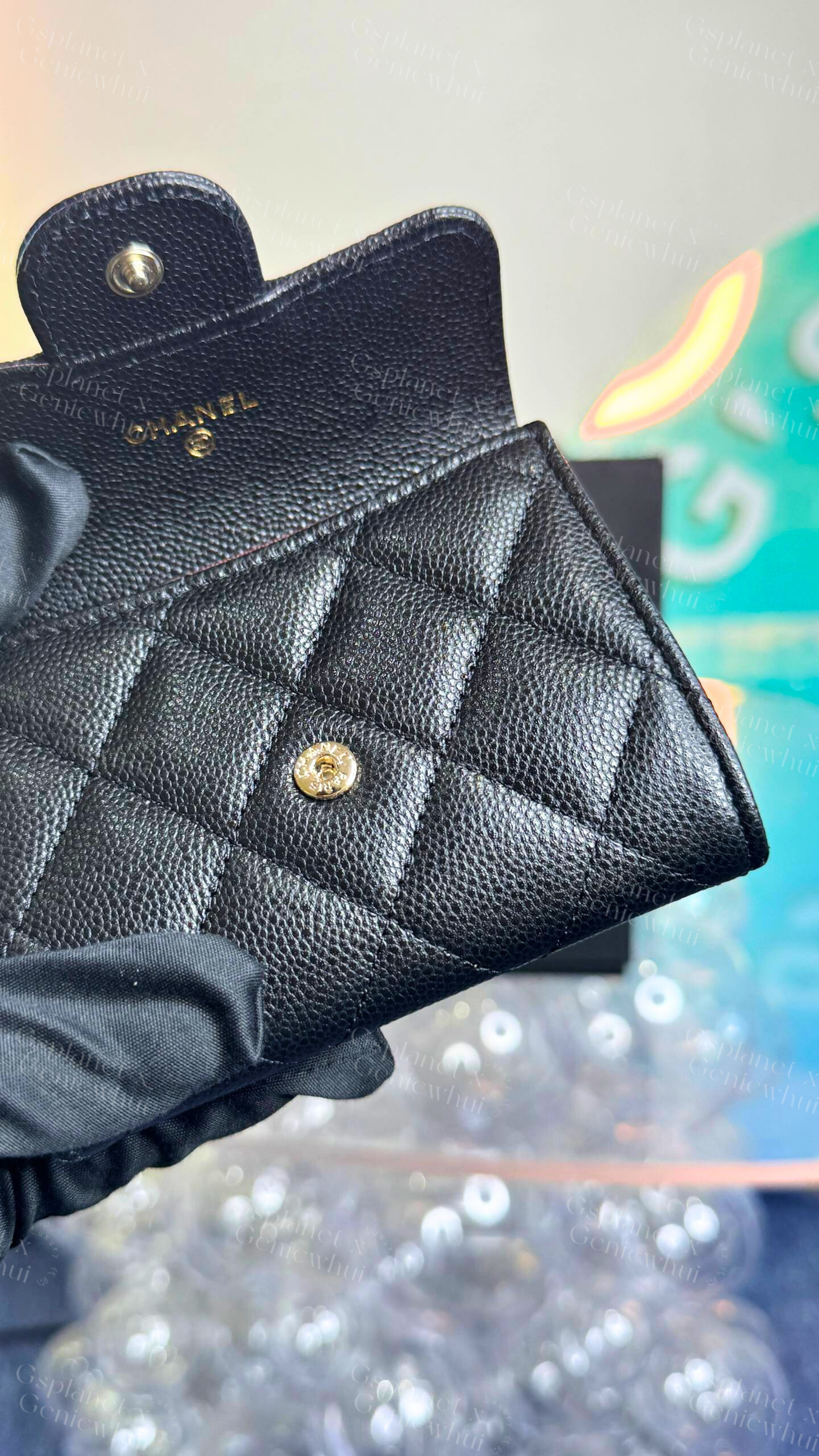 Chanel Caviar Quilted CC Black Flap Card Holder