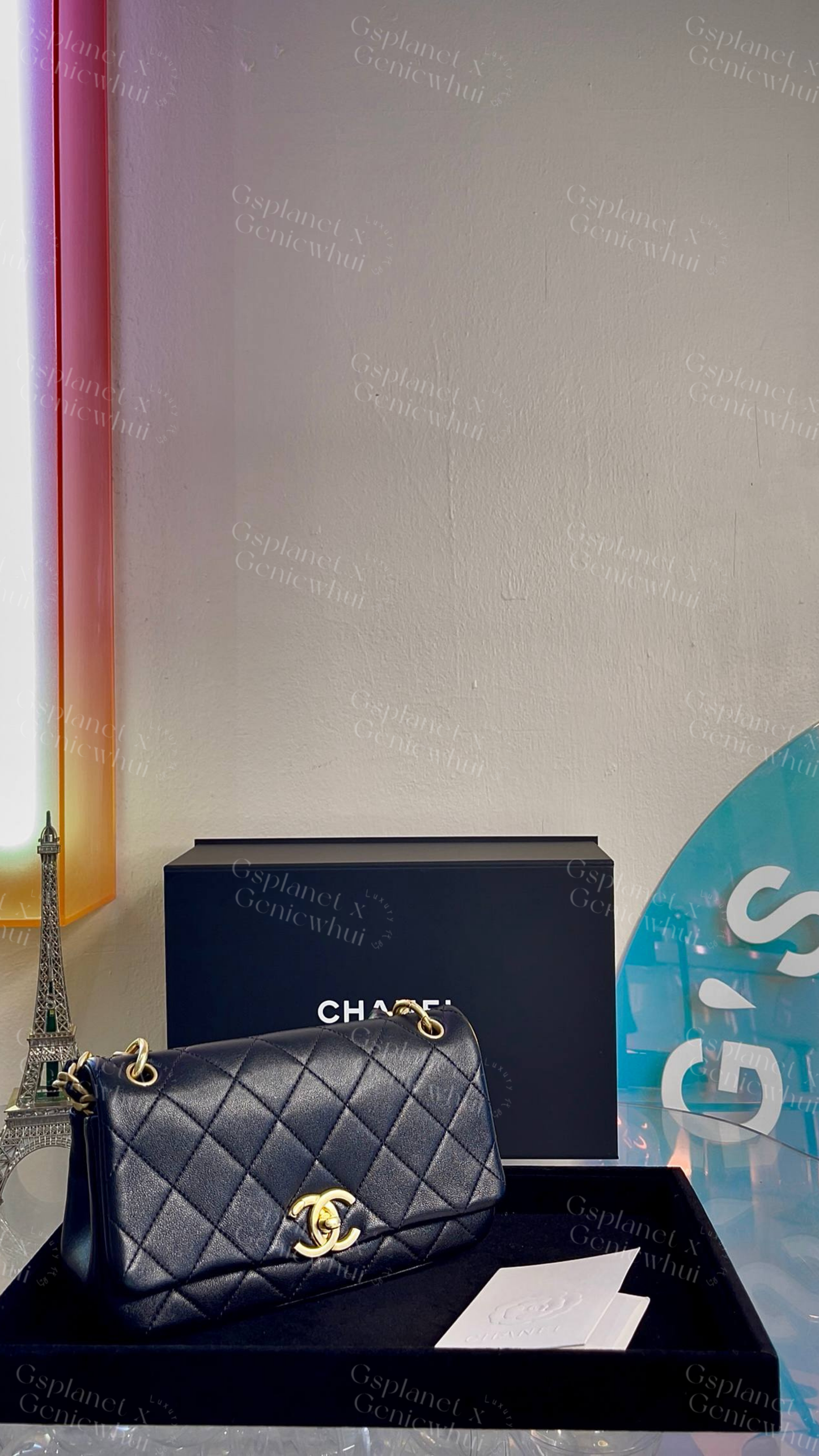 Re.bag【 Chanel Flap Bag 黑金粗链皮穿链条口盖包 – Black / Gold Hardware】