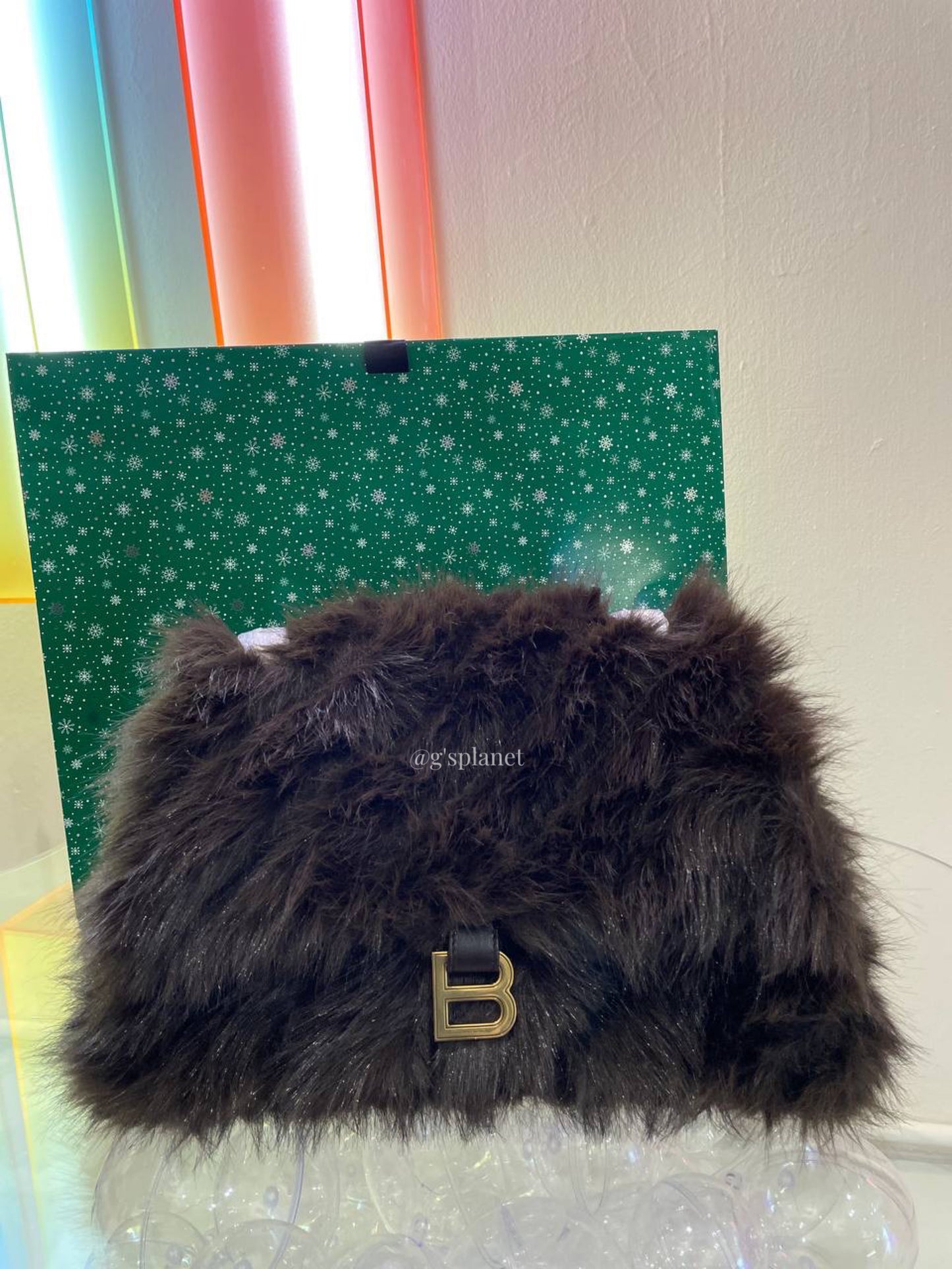 Balenciaga WOMEN'S CRUSH MEDIUM CHAIN BAG FAKE FUR