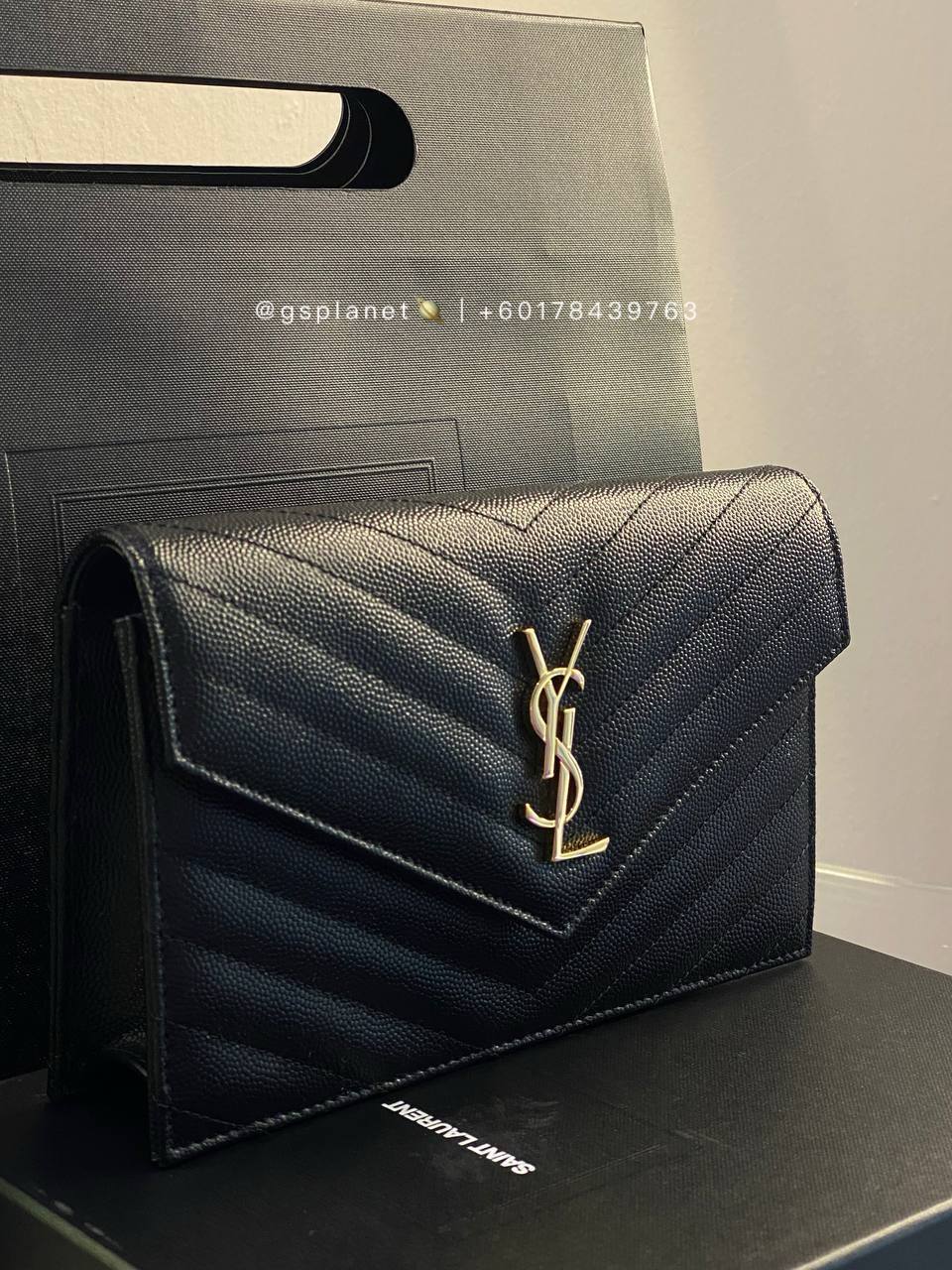 YSL CASSANDRE ENVELOPE CHAIN WALLET