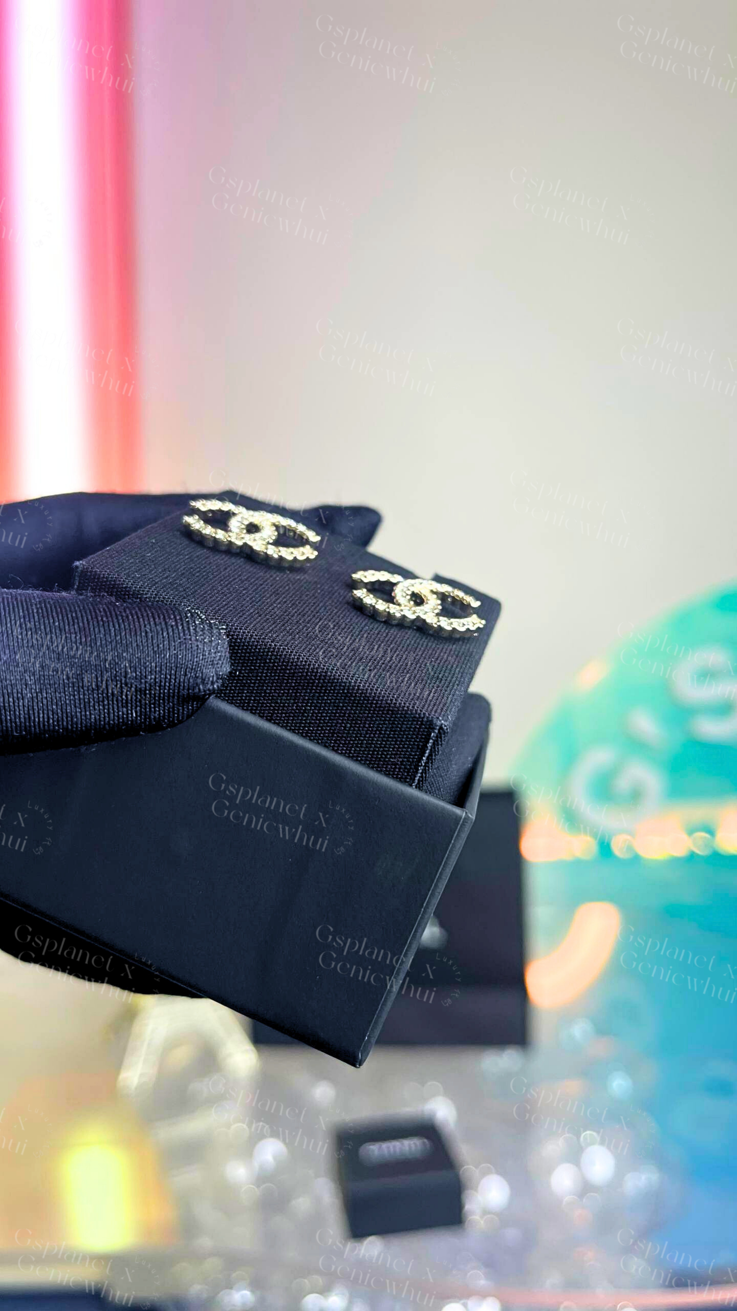 CHANEL Classic Crystal Stud Earrings