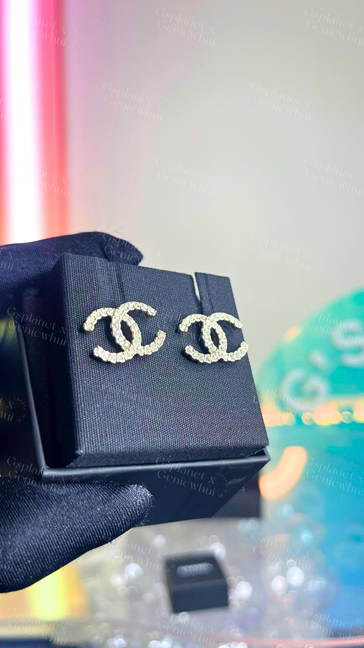 CHANEL Classic Crystal Stud Earrings
