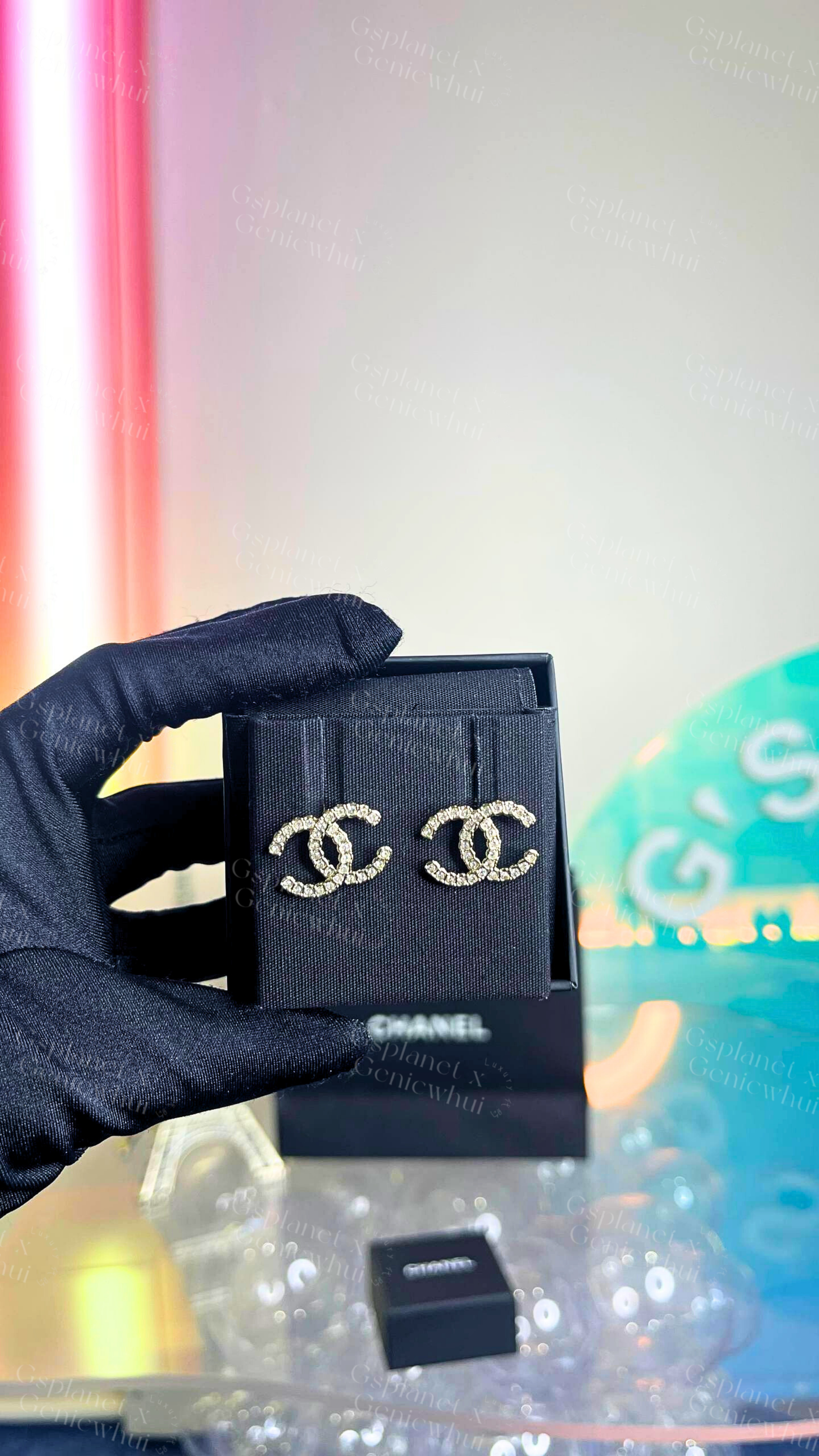 CHANEL Classic Crystal Stud Earrings