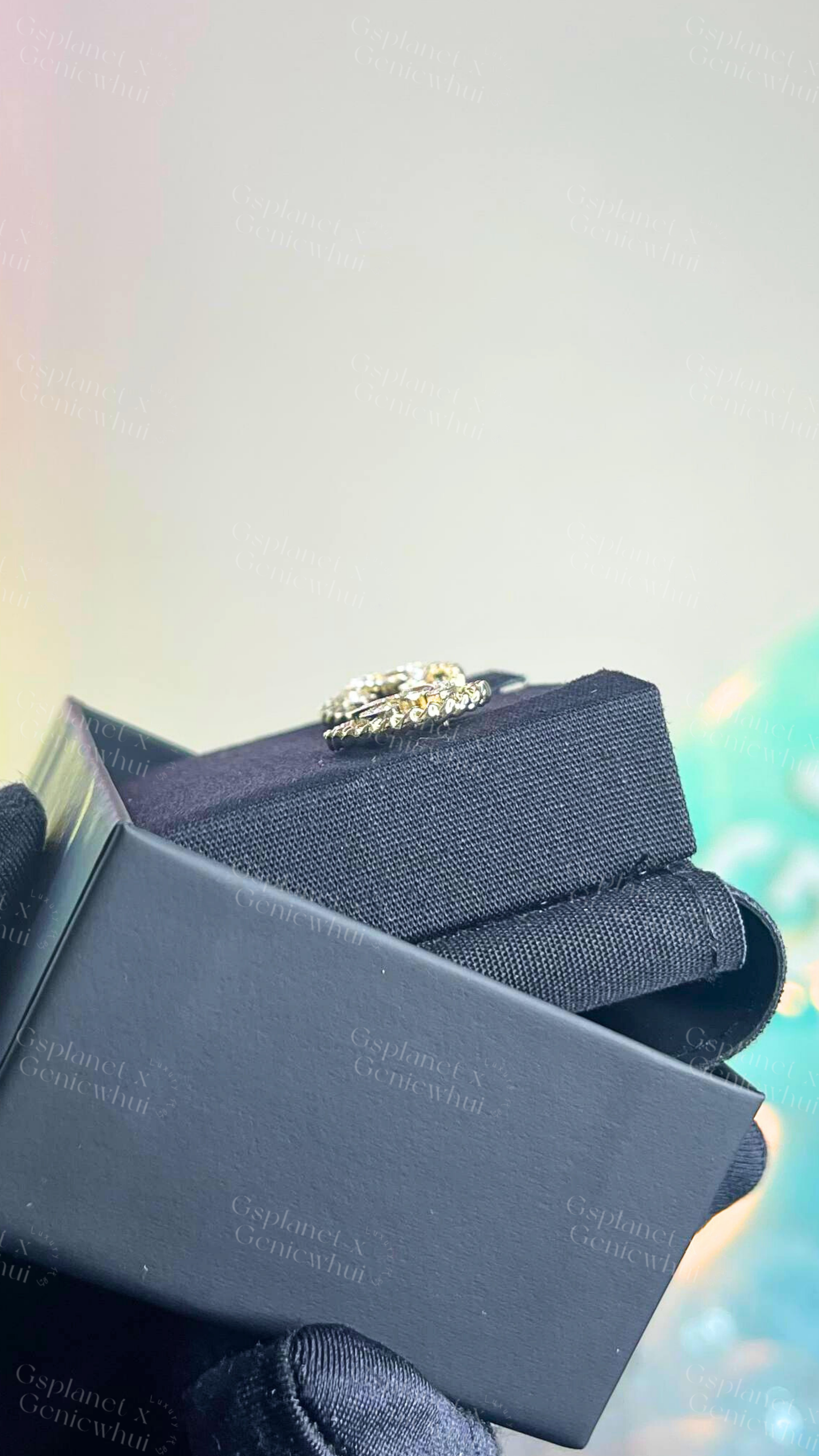 CHANEL Hollow Crystal Stud Earrings