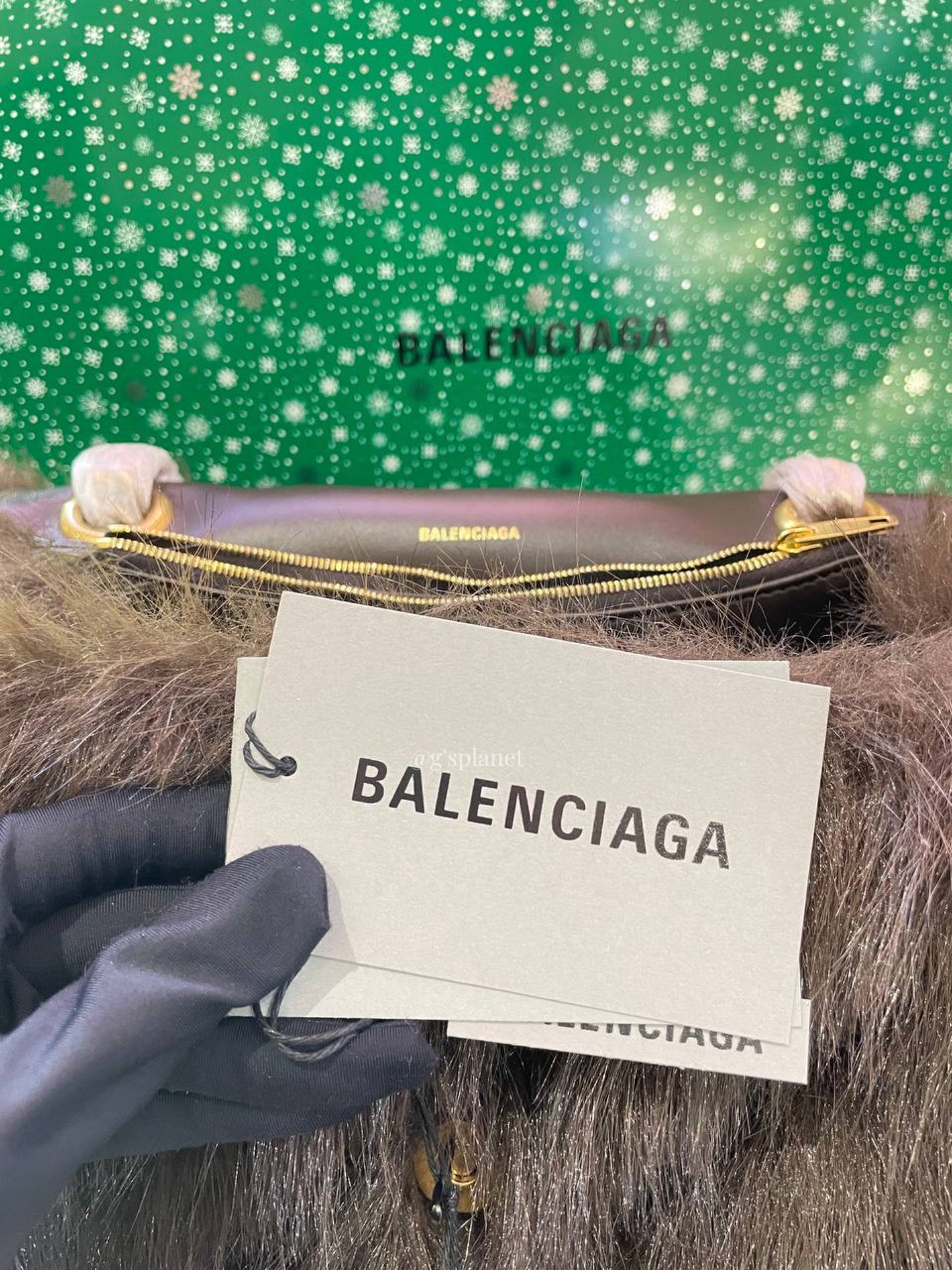 Balenciaga WOMEN'S CRUSH MEDIUM CHAIN BAG FAKE FUR