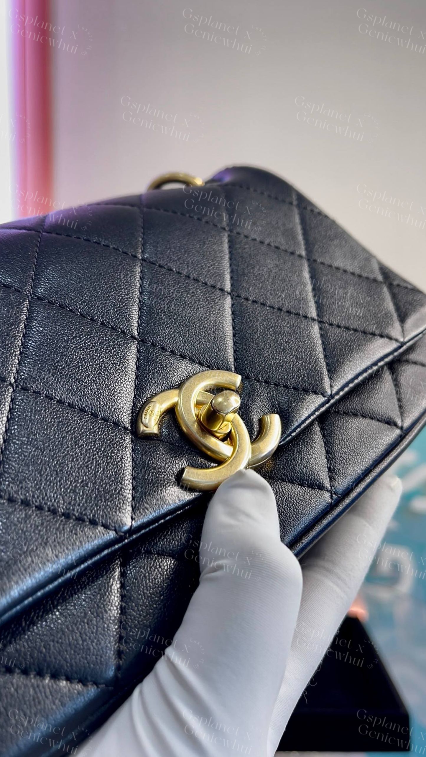 Re.bag【 Chanel Flap Bag 黑金粗链皮穿链条口盖包 – Black / Gold Hardware】