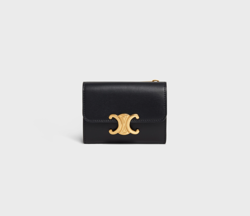 CELINE COMPACT WALLET WITH COIN TRIOMPHE IN SHINY CALFSKIN