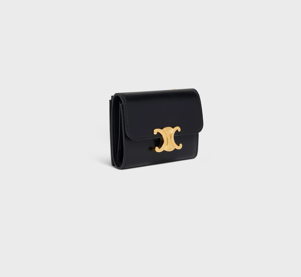CELINE COMPACT WALLET WITH COIN TRIOMPHE IN SHINY CALFSKIN – gsplanet