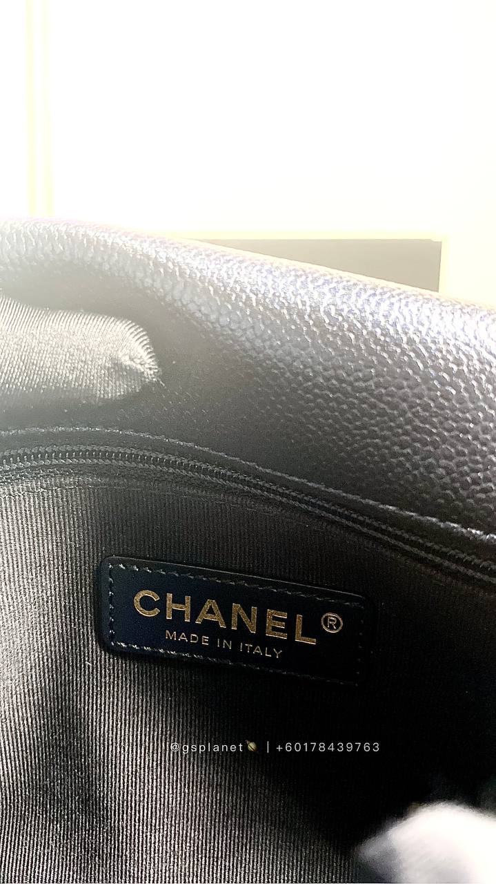 CHANEL珠光黑蓝方胖子黑金扣