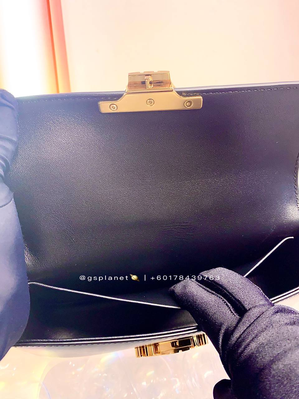 Celine CHAIN SHOULDER BAG CLAUDE IN SHINY CALFSKIN BLACK